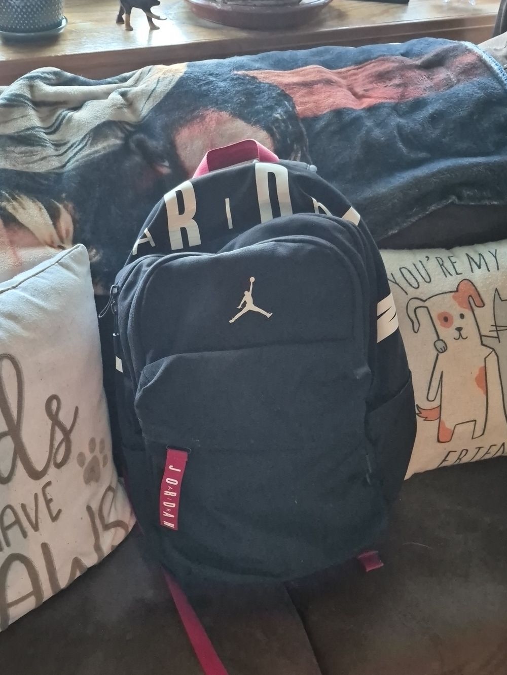 Jordan Black Backpack with Red Accents